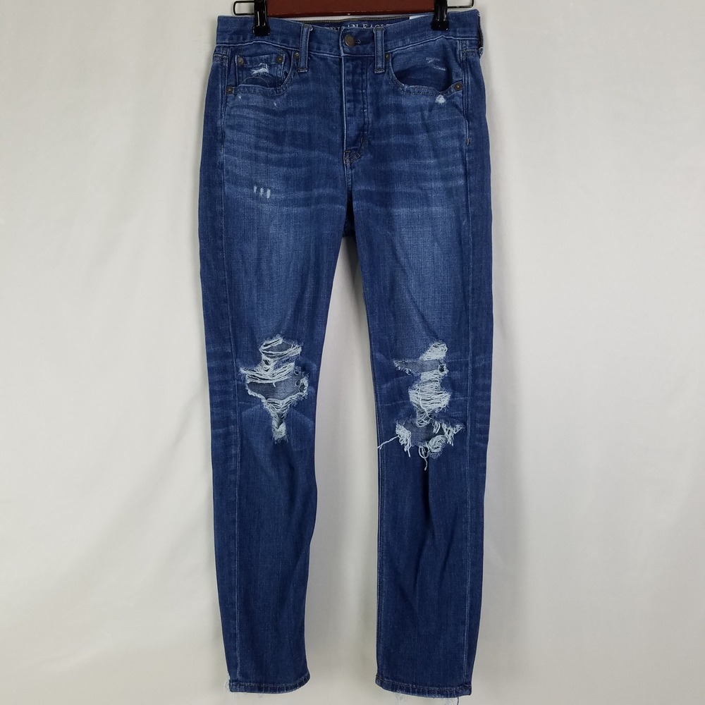 American Eagle Vintage Hi-Rise Skinny Jeans Blue Distressed Women Size 2 Regular